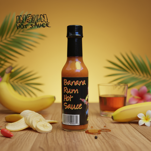 Insain Hot Sauce Banana Rum 5 oz Caribbean tropical heat hot sauce bottle