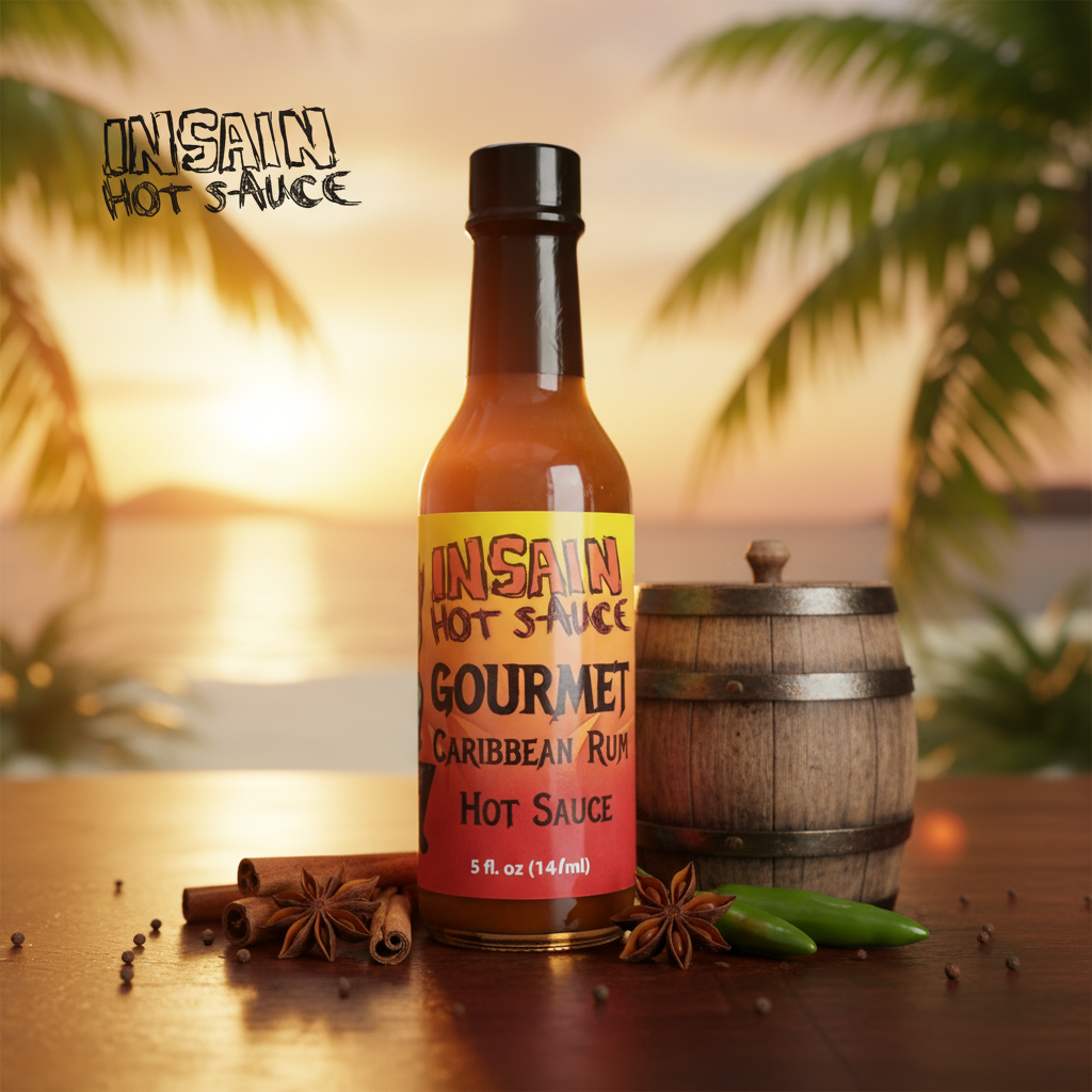 Insain Hot Sauce Caribbean Rum Sauce 5 oz gourmet island heat premium hot sauce