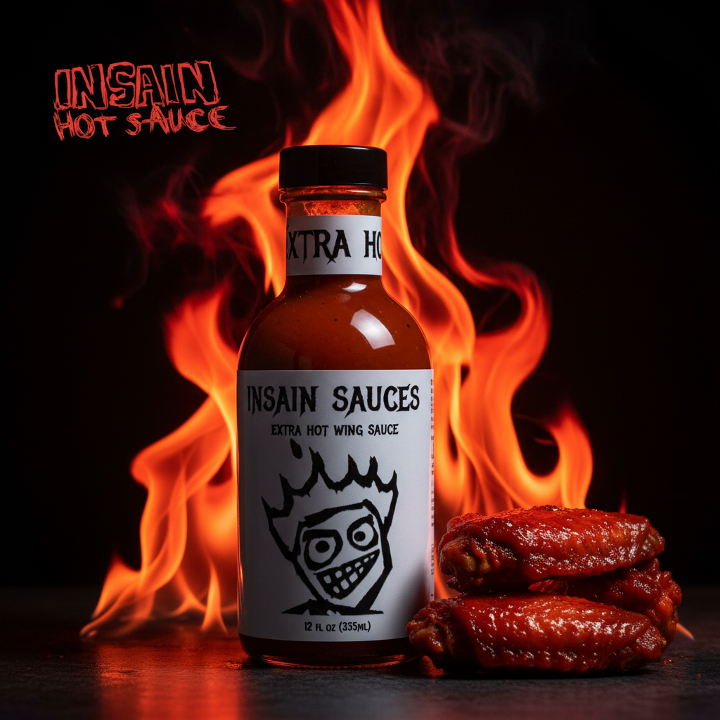 Insain Hot Sauce Extra Spicy Buffalo Wing Sauce 12 oz hot wing coating