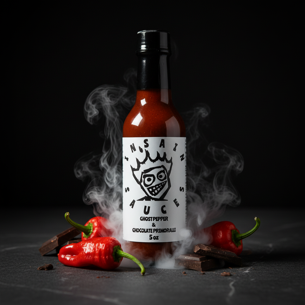 Insain Hot Sauce Ghost Pepper Chocolate Primotalli 5 oz extreme super hot blend bottle