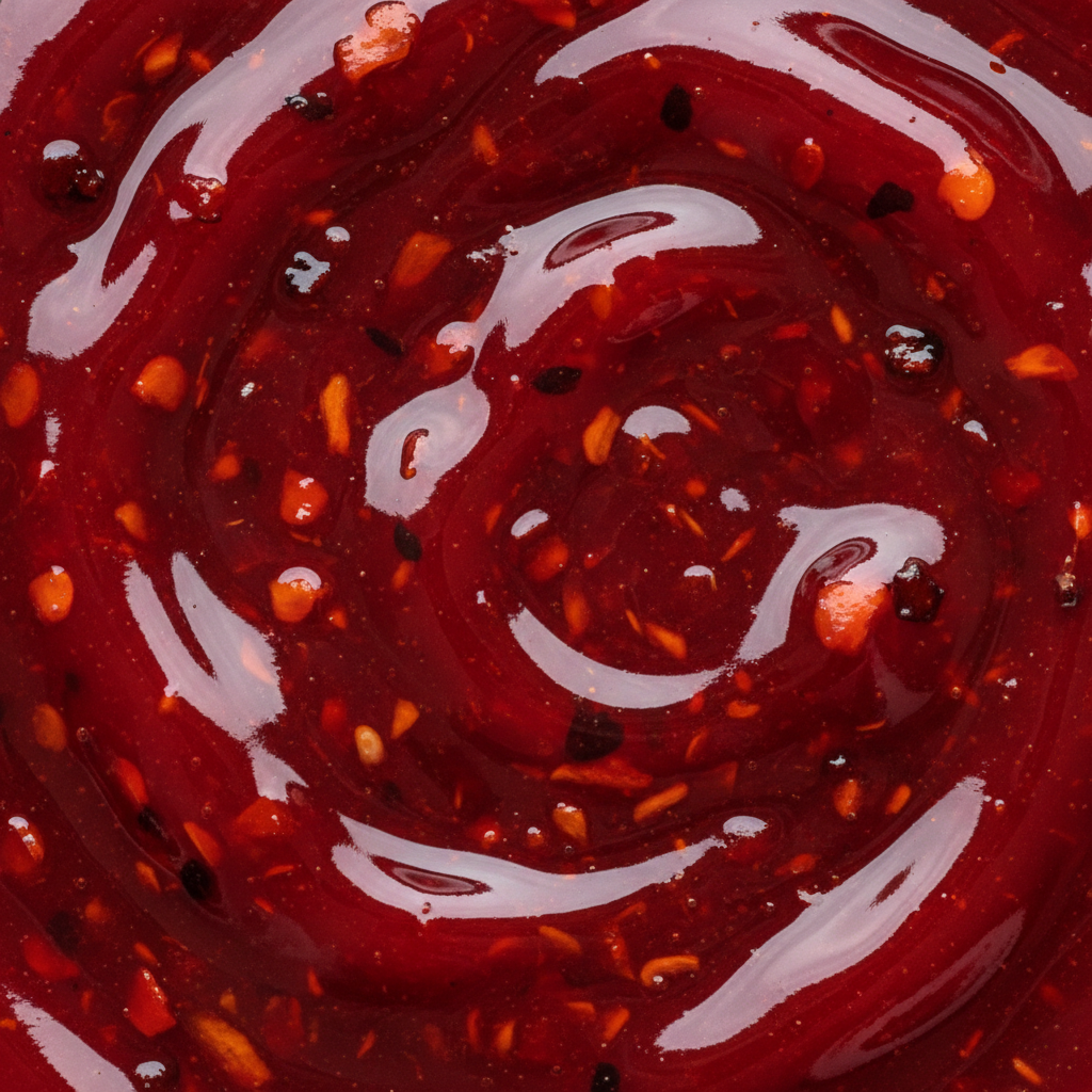 Close-up of Ghost Blood hot sauce texture