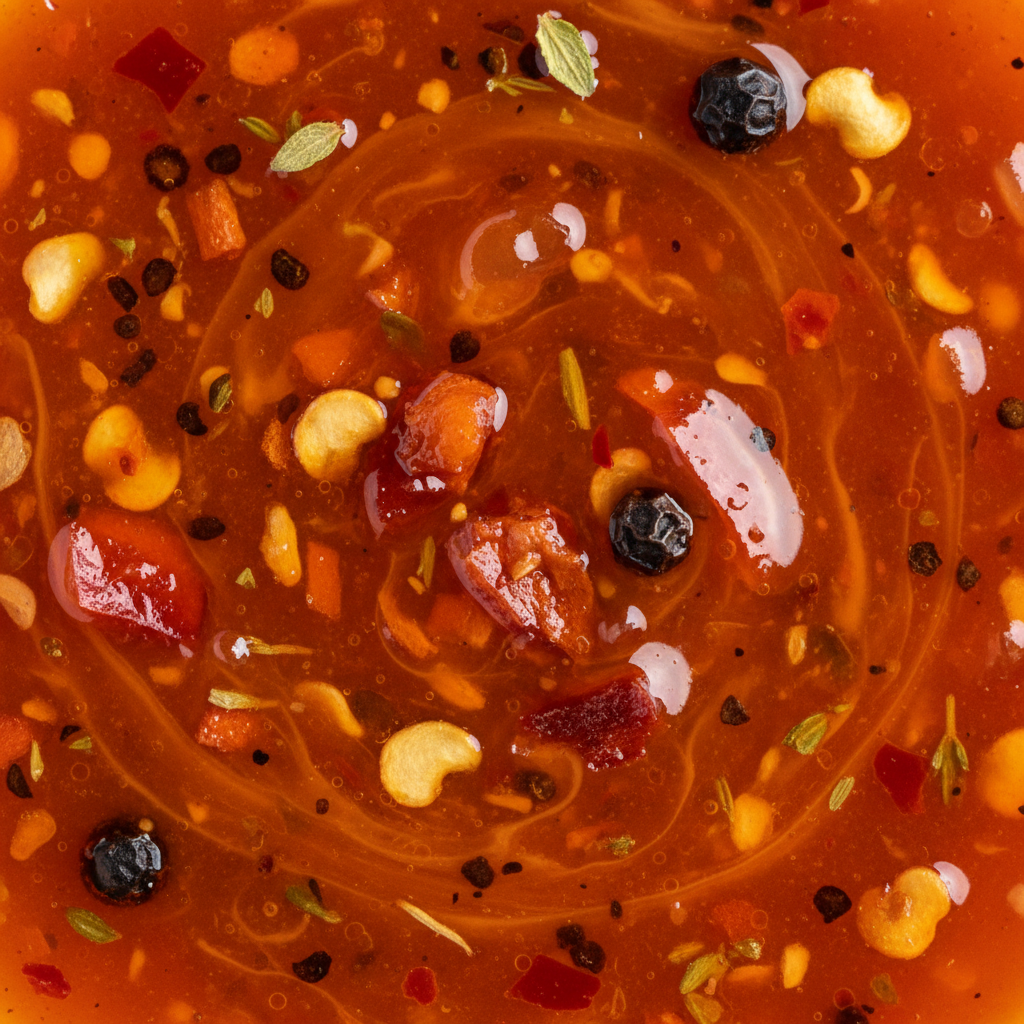 Close-up of Caribbean Rum hot sauce texture