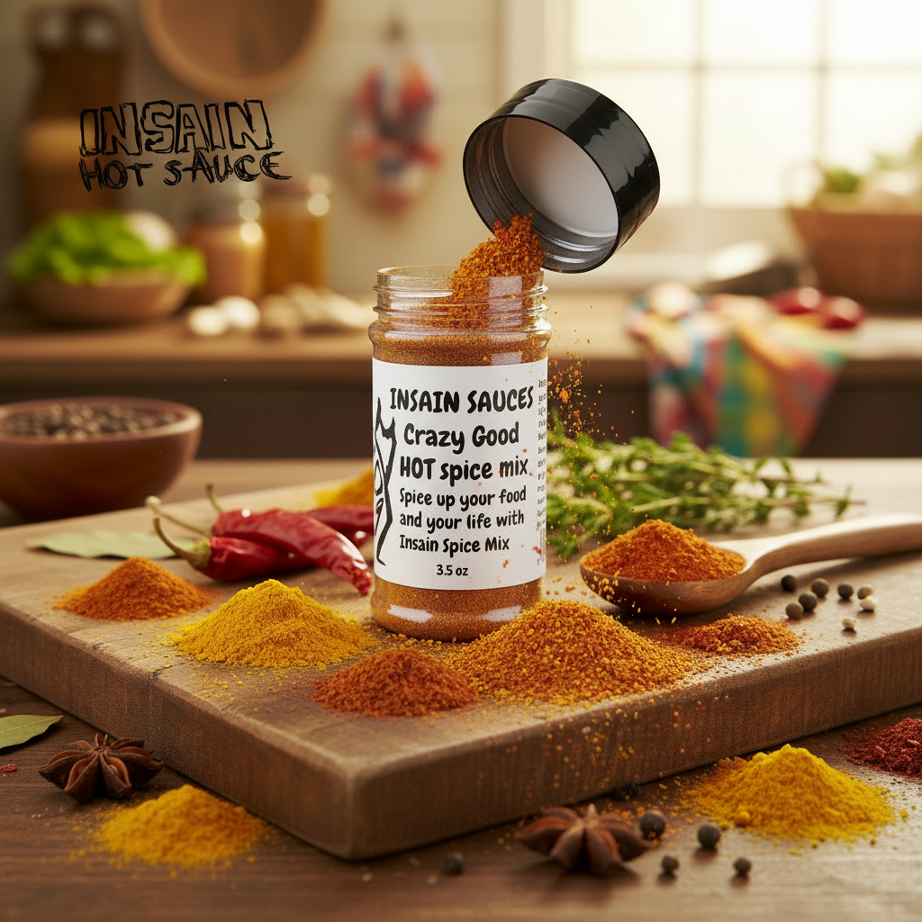 Cajun Jamaican Hot Spice Blend close-up macro shot with spice powder