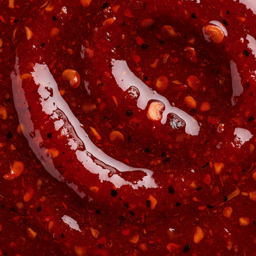 Close-up of Lunatic Fringe hot sauce texture