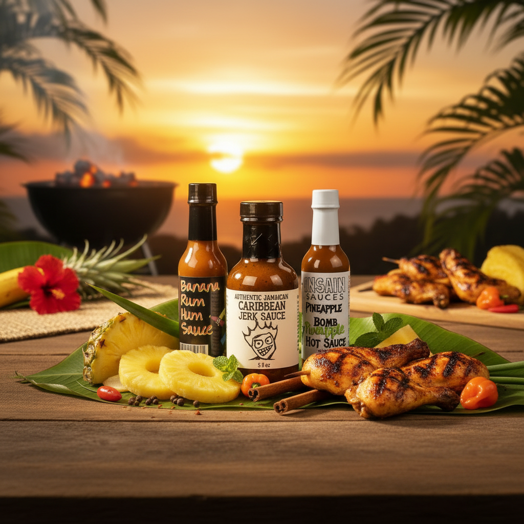 Caribbean Hot Sauce Gift Set - Best Tropical Heat Trio 3-Bottle Bundle