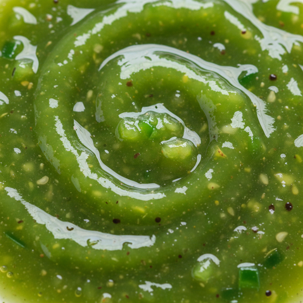 Close-up of Jalapeno hot sauce texture