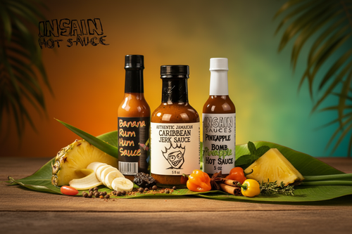 Insain Hot Sauce Caribbean Heat Trio 3-bottle hot sauce gift set bundle