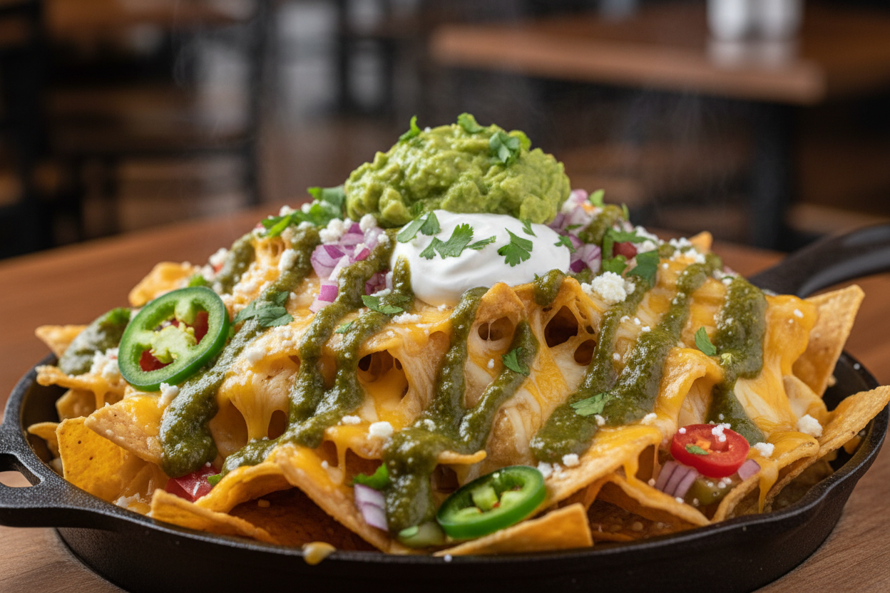 Jalapeno hot sauce on nachos