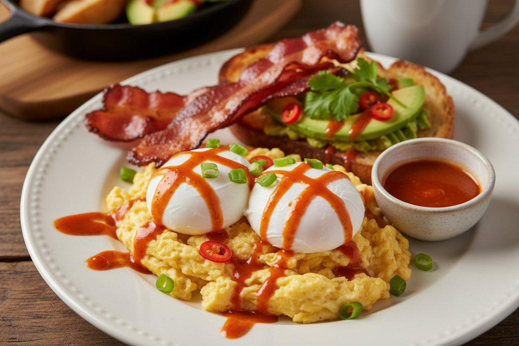 Cayenne Creeper hot sauce on eggs and breakfast
