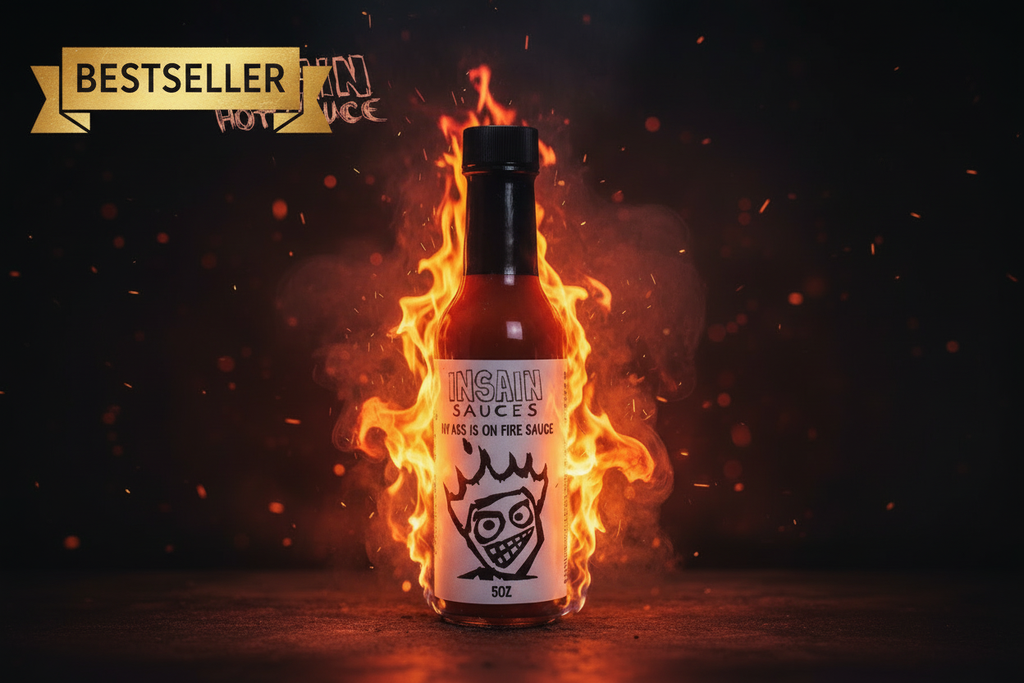 Insain Hot Sauce My Ass is on Fire 5 oz extreme super hot pepper sauce bottle