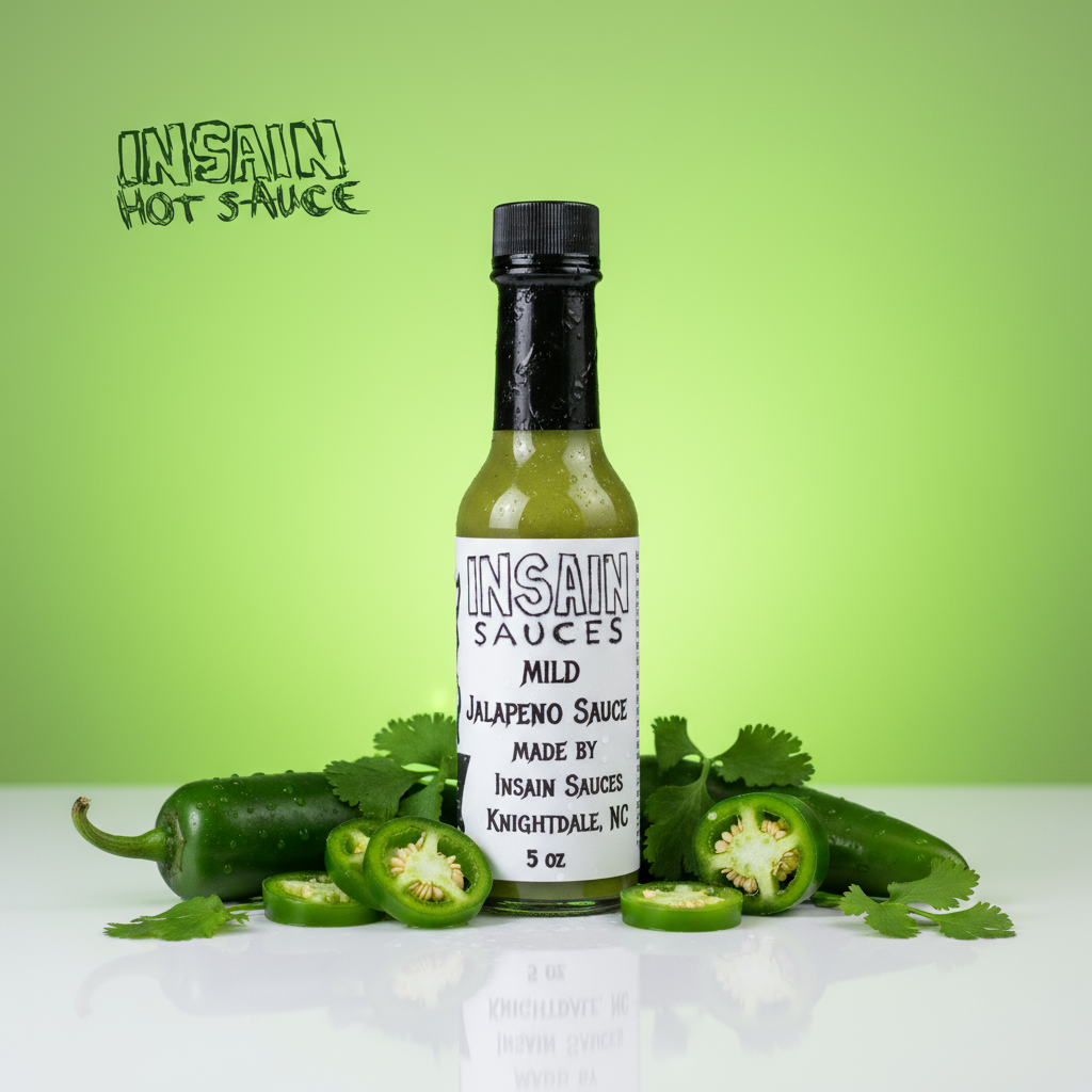 Insain Hot Sauce Jalapeno Hot Sauce 5 oz classic green pepper heat sauce bottle