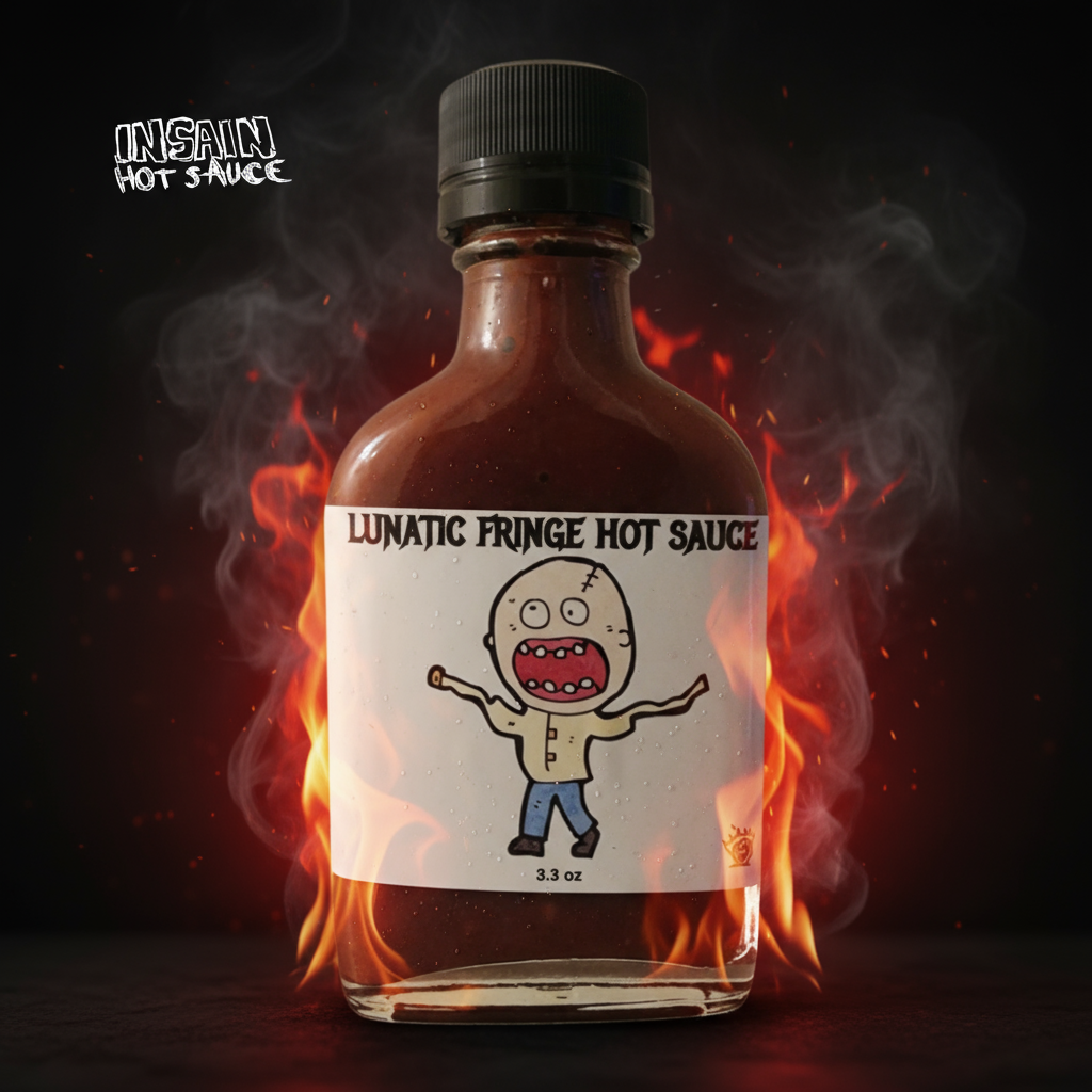 Insain Hot Sauce Lunatic Fringe 3.3 oz Carolina Reaper Ghost Scorpion extreme hot sauce
