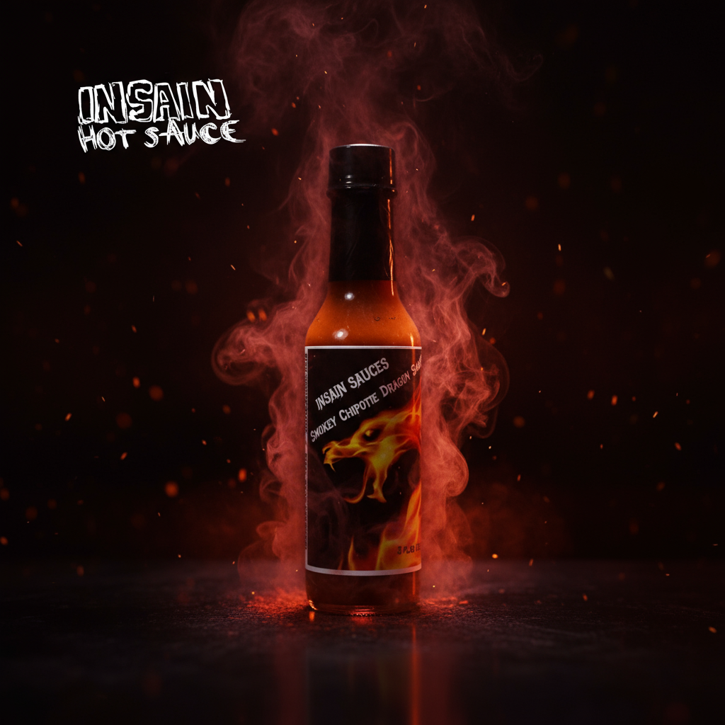 Insain Hot Sauce Smokey Chipotle Dragon 5 oz smoky heat gourmet hot sauce bottle